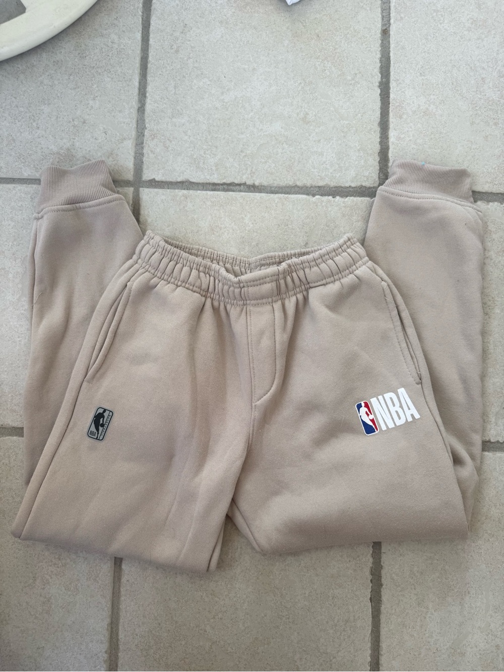 NBA Kids Beige Jogger Cuffed Fleece Sweatpants with Logo
